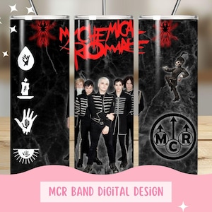 MCR Band 20oz Tumbler Digital Design, PNGs for Tumblers, Sublimation tumbler wrap, My chemical romance png, emo music, digital download