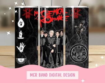 MCR Band 20oz Tumbler Digital Design, PNGs for Tumblers, Sublimation tumbler wrap, My chemical romance png, emo music, digital download