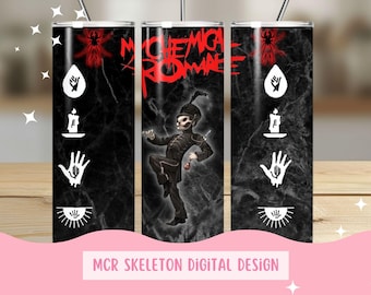 MCR Skeleton 20oz Tumbler Digital Design, PNGs for Tumblers, Sublimation tumbler wrap, My chemical romance png, emo music, digital download