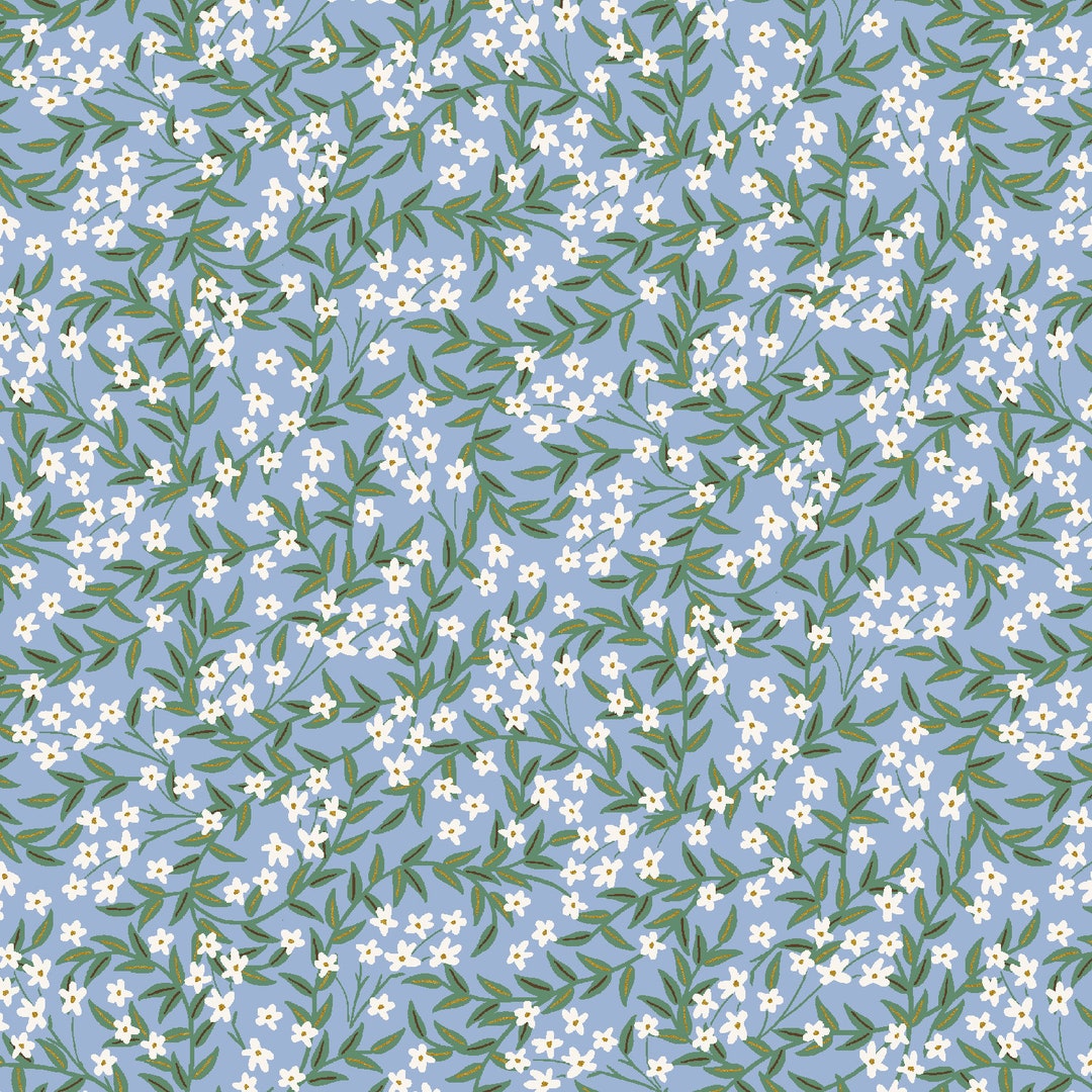 BRAMBLE Daphne Blue Floral Cotton Fabric Cotton and Steel Fabrics