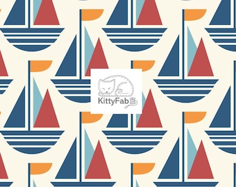 CANVAS - Ocean Motion | Boats | Cloud9 | Summer Sewing Projects | Bags Totes Backpacks Pillows | Sold by the Half Yard