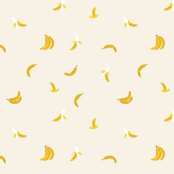 NEW!! Pre-order - ORCHARD | Bananas - Cream Metalic | Cotton+Steel | Modern Cotton Fabric | Quilting Sewing | Arriving in MAY