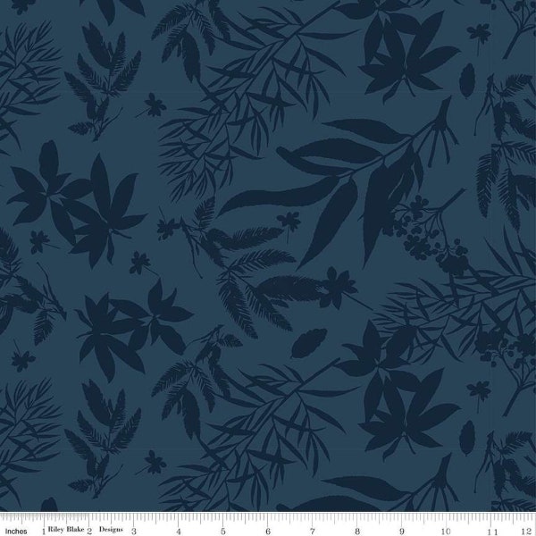 FLORAL GARDENS Foliage Navy | Riley Blake Designs | Inspired by the Royal Horticultural Society | Cotton Fabric | Quilting Sewing Home Decor