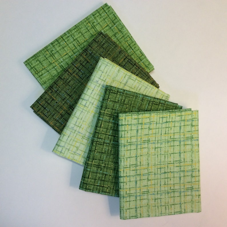 COCO Green Cotton Fabric 5-Piece Bundle Cotton Fabric FQ 1/4 Yard 1/2 Yard Michael Miller Blender Grid Basics Quilting Decor Bild 4