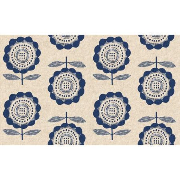 CANVAS - Kibori - Navy Floral | Japanese Fabric | Cotton+Steel | Modern Woodblock Print | Apparel Bags Projects | RARE - OOP