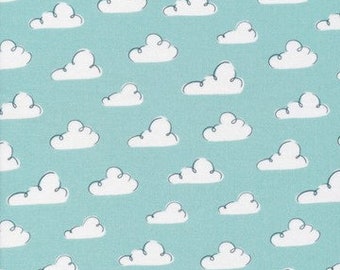 DOG DAYS of Summer | Summer Sky - Teal | Clouds | Modern Fabric | Cloud9 Fabrics | Quilting Apparel Home Decor