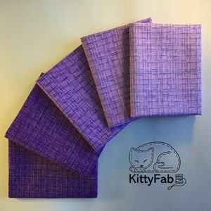 COCO - Purple | 5-Piece Bundle | Cotton Fabric | FQ 1/4 Yard 1/2 Yard | Michael Miller | Modern Blender Grid Texture | Quilting Decor