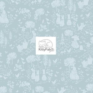 Peter Rabbit & Benjamin Bunny | Tonal Garden - Blue | Beatrix Potter | Cotton Fabric | Riley Blake | Quilting Sewing