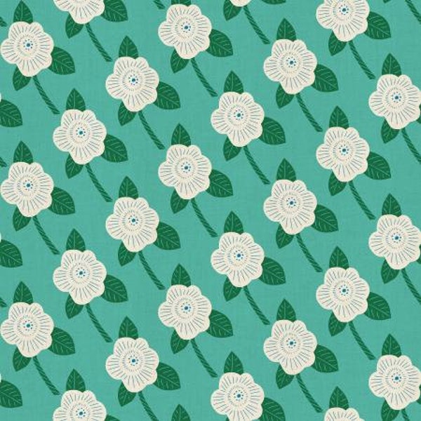 Kibori - Chico Green | Floral Cotton Fabric | Cotton+Steel | Modern Fabric | Quilting Apparel Home Decor | RARE Hard to Find OOP