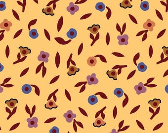 Fern Grove | Seed Blossom | Leah Duncan | Cloud9 Fabrics | Nature Yellow | Organic Cotton Fabric | Quilting Sewing | Sold by the HalfYard