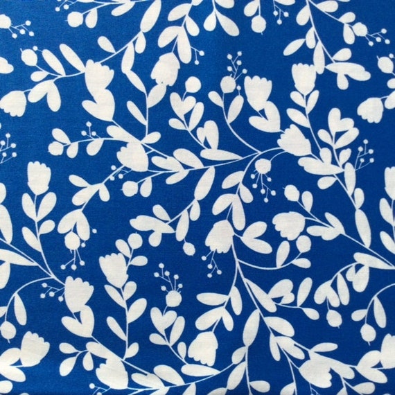 Floral Cotton Fabric P&B Textiles Navy Blue White Flowers Etsy