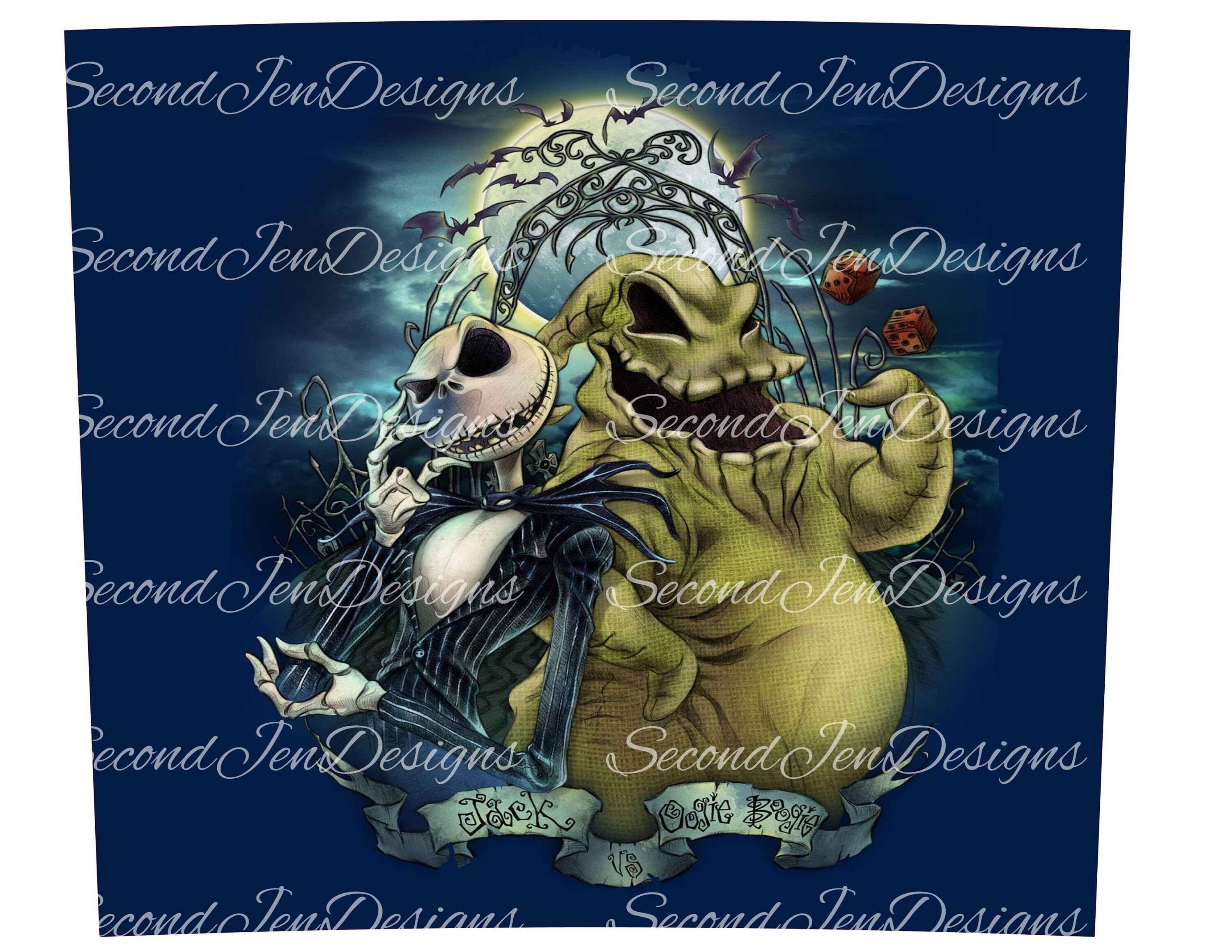 Jack SKellington and Oogie Boogie 20 oz Tumbler Waterslide Design PNG…