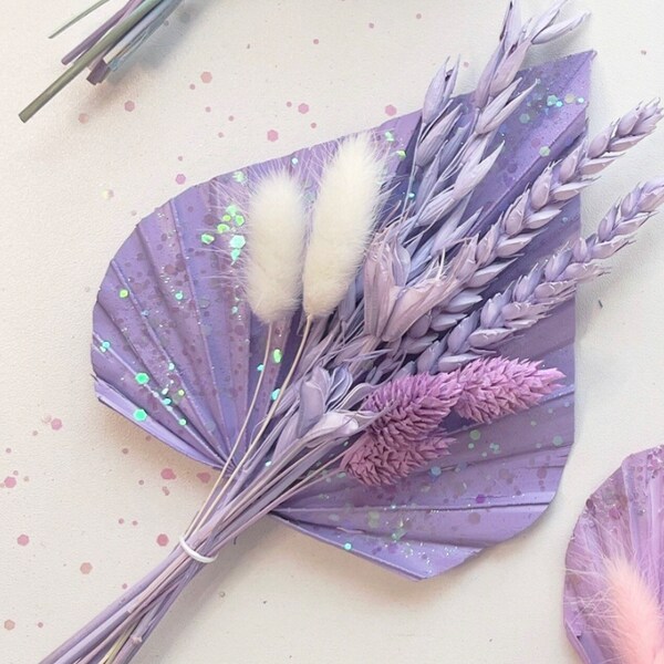 Purple Parma Violet Cake Topper - Lancia di palma lilla / fiori secchi / code di coniglio