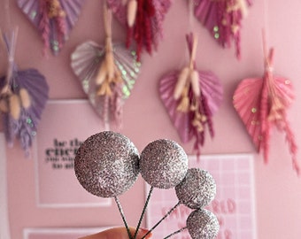 Cake Ball Toppers | Set of 4 | Glitter | Pink | Gold | Silver | Black | Glitter Sphere Cake Decorations