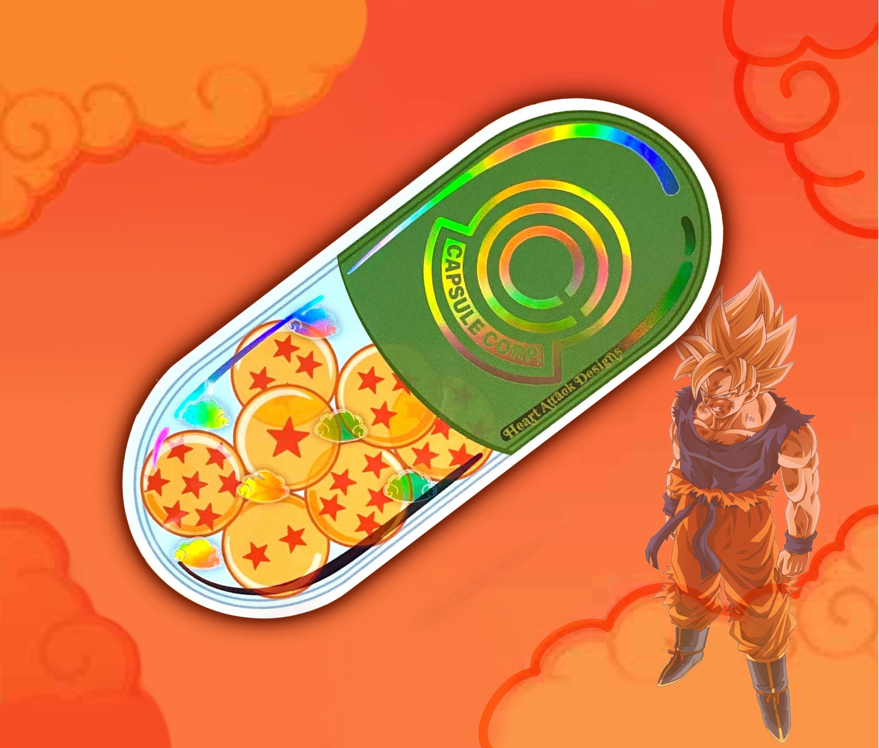 Dragon Ball Capsule Pill Holographic vinyl sticker Etsy
