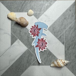 Floral Hammerhead Shark Sticker