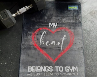 My Heart Belongs to Gym / Fitness Towel / Gym Towel / Sport Towel/ Sweat Towel/ Exercise Towel/ Workout Towel/ Towels/ Funny Gifts