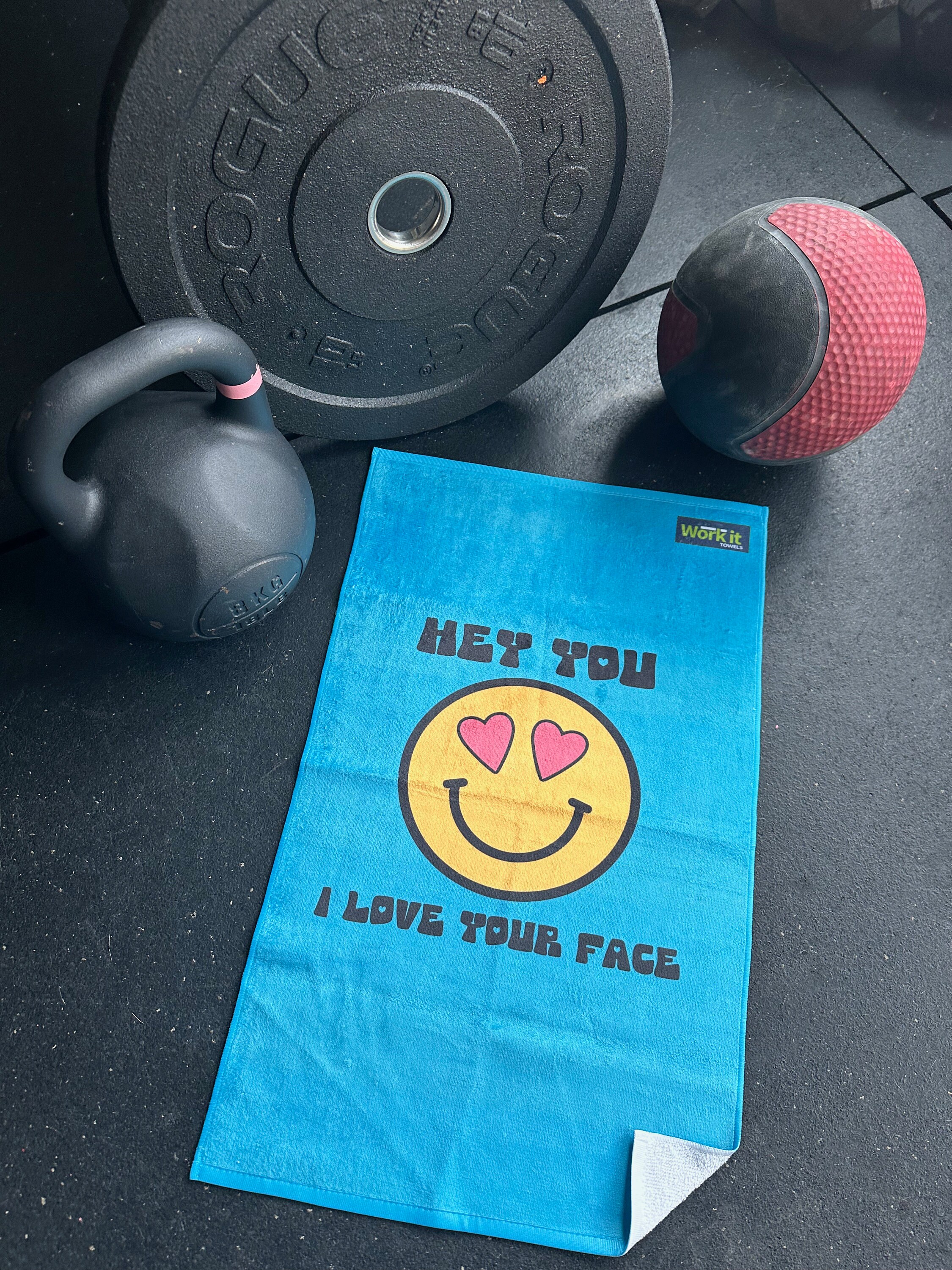 Smiley Face Towel, Gym Towel, Fitness Towel, Exercise Towel, Sweat ...