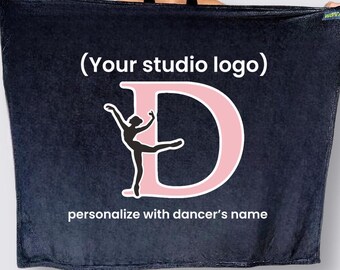 Personalized Dance Blanket with Studio Logo • Custom Dancer Name Blanket • Dance Team Gift • Studio Spirit Blanket • 50x60 Fleece Throw