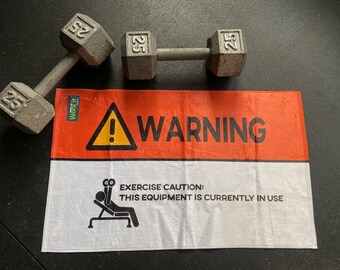 Gym Warning Towel/ Gym Towel/ Gym Accessories/ Fitness Towel/ Sweat Towel/ Gym Gifts/ Workout Towel/ Coach Gift