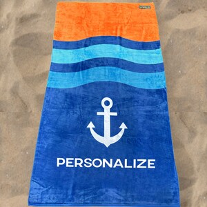 Personalized Beach Towel - Custom Nautical Towels for Pool & Lake, Add Your Name, Custom Towel, Unique Gift, Pool Towel, Nautical, Lake Life