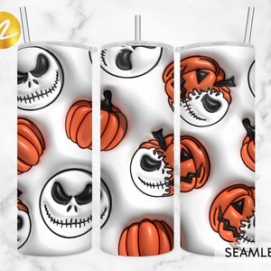 3D Halloween Tumbler Wrap: Pumpkin King & Jack Skellington (Digital Download)