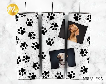 Dog Paw Photo Frame Tumbler Design: 20oz Skinny Tumbler Wrap (PNG Digital Download)