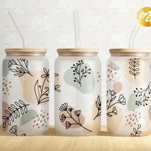 Boho Floral Can Glass Sublimation Design: 16oz Libbey Wrap (Digital Download)