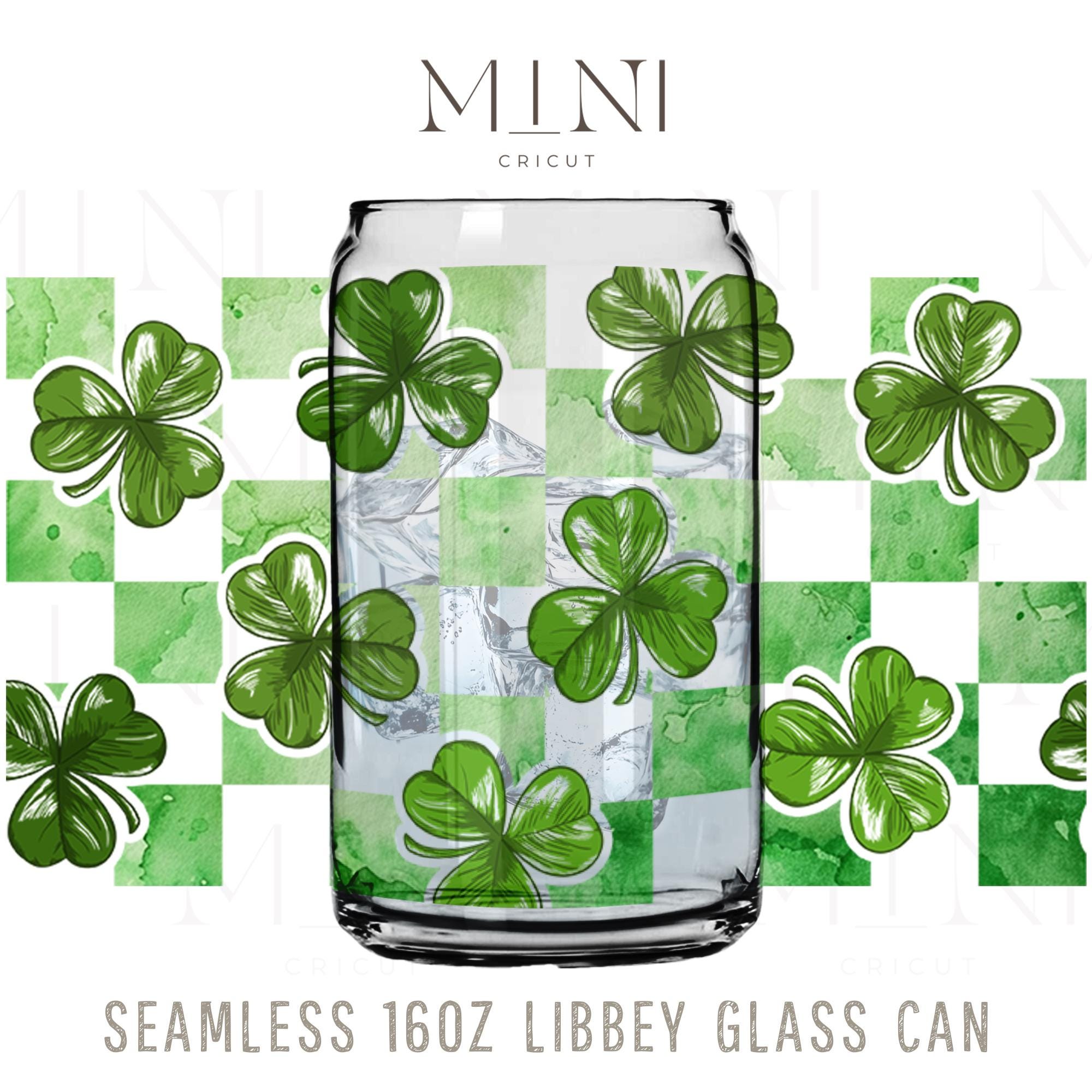 Retro St Patrick's Day Clover 16Oz Can Glass Wrap (PNG Digital Download)