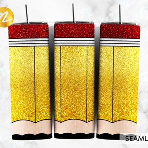 Glitter Pencil Teacher Tumbler Sublimation Design (PNG Digital Download)