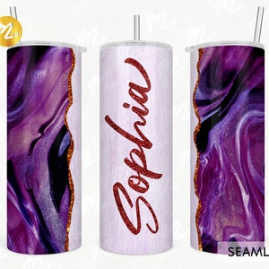 Purple Alcohol Ink Tumbler, Add your text own Seamless 20oz Skinny Tapered & Straight Tumbler Sublimation Waterslide Design Full Tumbler png