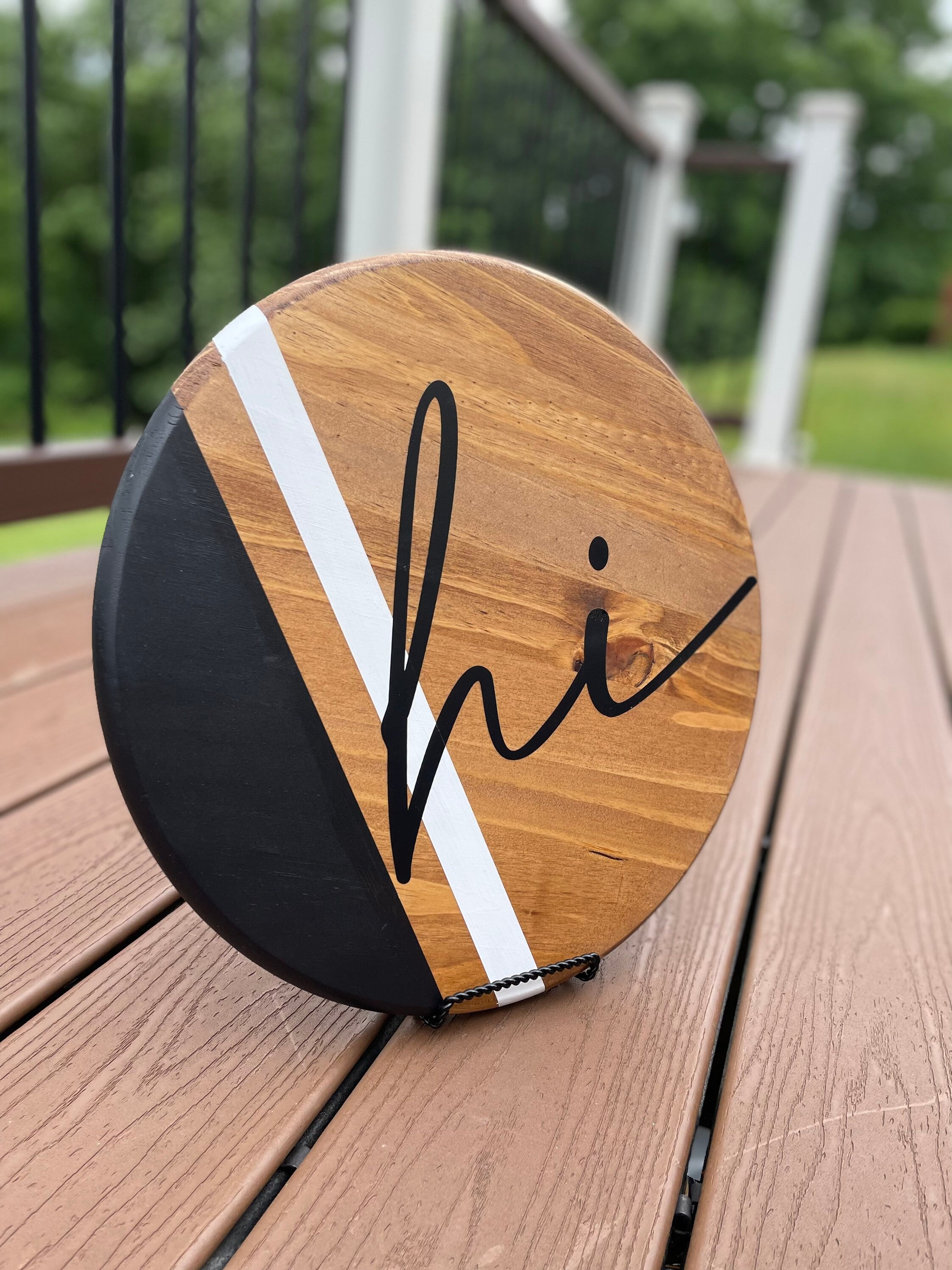 Hi Door Hanger Wooden Door Hanger Door Hanger Wreath Black Etsy