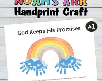 Noah's Ark Children's Church Lesson,Handprint Craft for Preschool, Christian Craft,Homeschool Printable Keepsake, Sunday School Activity