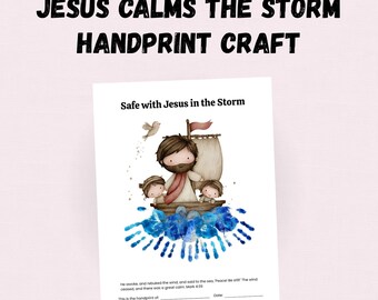 Jesus Calms the Storm, Handprint Craft, Bible Activity Sunday School Art,Preschool Christian Keepsake, Homeschool Printable, Church Camp PDF