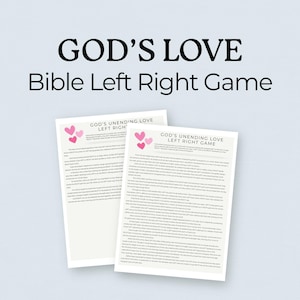 Juego de la Biblia &quot;El Amor de Dios&quot;, juego de estudio bíblico imprimible, juego de escuela dominical, actividad para grupos juveniles, juego de iglesia, juego de pasar el premio de la Escuela Bíblica de Verano, rompehielos