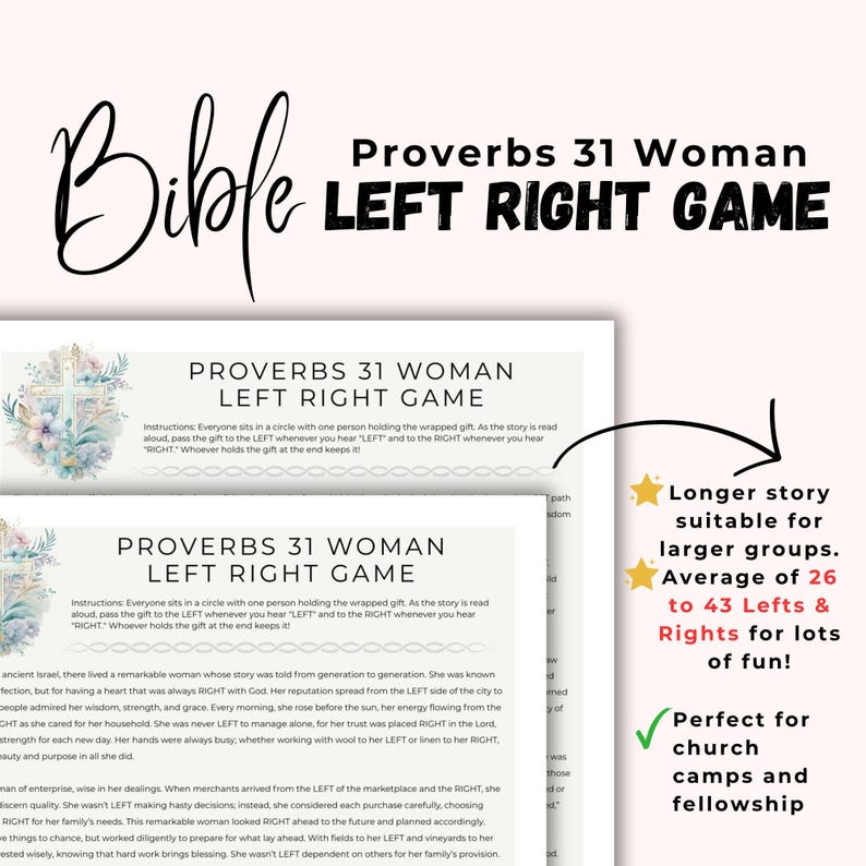 Proverbs Games Icebreaker Games for Bible Study,womens Bible Study Game,bible Left ...