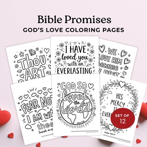 Puede incluir: Un conjunto de 12 páginas para colorear con promesas bíblicas, incluyendo versículos como "Dios amó tanto al mundo". Cada página presenta ilustraciones decorativas, perfectas para la creatividad y la relajación.