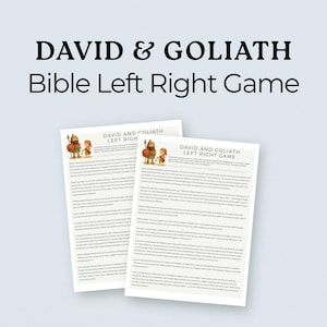 David and Goliath,Bible Left Right Game,Bible Study Printable,Sunday School Game,Youth Group Activity,Church Game,VBS Pass the Prize Game