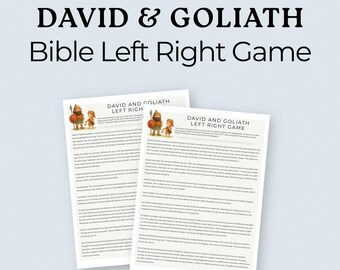 David and Goliath,Bible Left Right Game,Bible Study Printable,Sunday School Game,Youth Group Activity,Church Game,VBS Pass the Prize Game