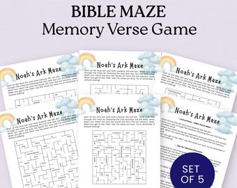 Bible Maze Game and Noah's Ark Memory Verse Activity for Kids, Tweens, Teens, Youths and Adults – Scripture Learning Tool for Bible Study