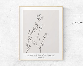 Be Still and Know that I am God Print, Psalm 46:10,Modern Bible Verse Wall Art, Biblical Gift,Christian Women Gift, Scripture Wall Art Print