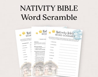 Bible Word Scramble Game Printable, Fun Christian Activity for Kids and Adults, Church Game Night Essential, Nativity Worksheet Download
