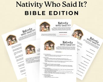 Who Said It Bible Game, Printable Nativity Trivia for Sunday School, Youth Group, Church Activity, Christian Retreat, Icebreaker Worksheet