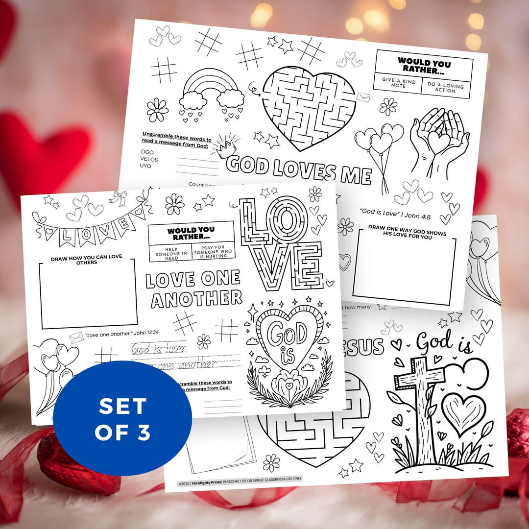 Christian Valentines Day Activity Bundle for Kids, Printable Bible ...