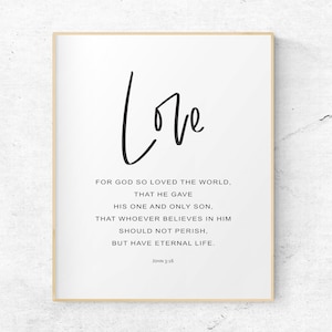 John 3:16, minimalistische christliche Wandkunst, Liebes-Wand-Kunstdruck, christliches Geburtstagsgeschenk, Ermutigungsgeschenk für Frauen, biblisches Geschenk, 8x10