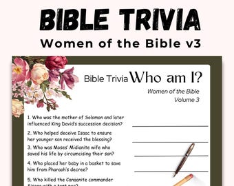 Women Ministry Bible Game,Bible Trivia Ice Breaker Game,Bible Study Activity,Bible Tea Party Games for Church Group,Church Event Printable
