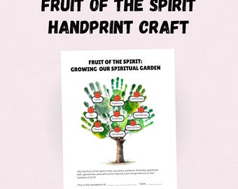 Fruit of the Spirit Handprint Craft, Bible Activity Sunday School Art, Preschool Christian Keepsake, Homeschool Printable, Church Camp PDF