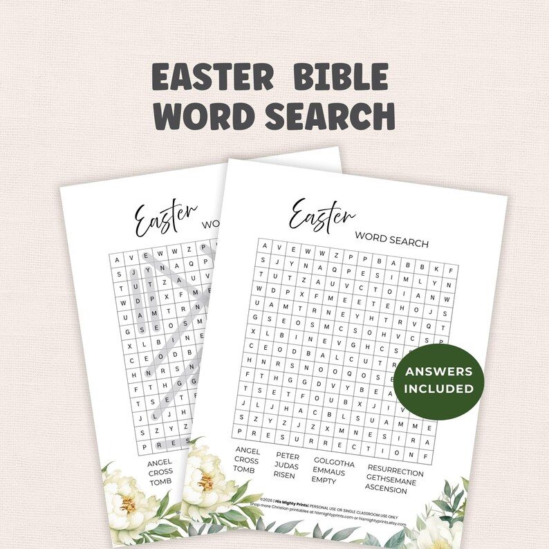 Easter Bible Word Search Printable PDF for Church Groups, Christian ...