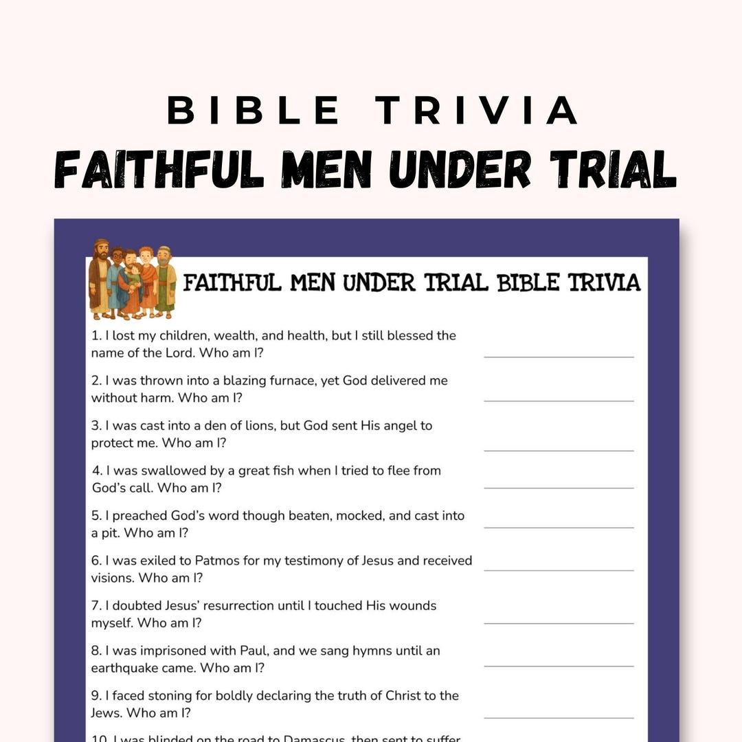 Faithful Men of the Bible Trivia Game Printable for Sunday School ...