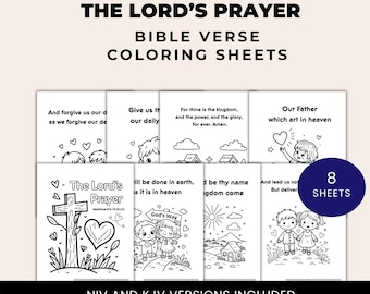 Our Father Printable Coloring, Lord's Prayer Christian Kid Activity, Bold & Easy Bible Verse, No Prep Sunday School Homeschool Resource Page